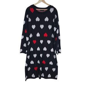Lane Bryant Womens Sweater Dress 18/20 Black Heart Print Plus Size Cute Cozycore